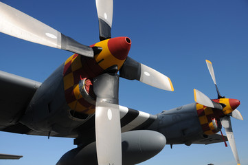 Two giant propellers from military transport airplane