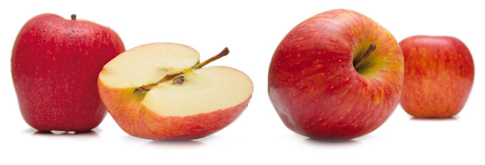 The ripe red apples on white. Isolation, shallow DOF.