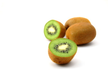 healthy green kiwi fruit isolated on white background