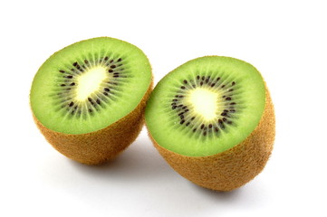 healthy green kiwi fruit isolated on white background