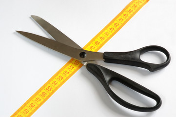 tailor accessories - scissors and measuring tape