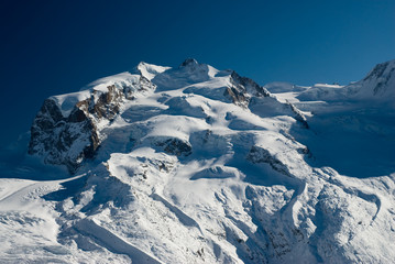 monte rosa mountain peak in winter