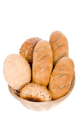 close up of fresh white bread, isolated on white