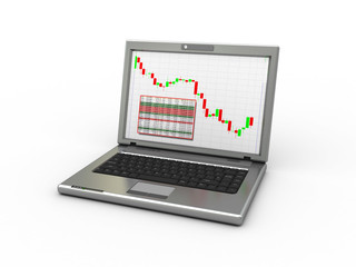 3d illustration of laptop over white background