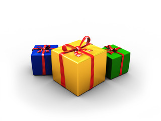 3d render of some present boxes over white