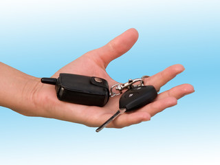 Hand female with the ignition key