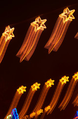 Blurred christmas decoration lights in the night