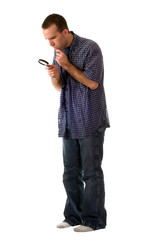 A full body view of a young detective wearing casual clothing