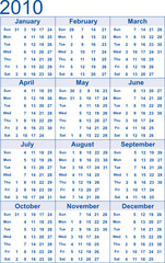 calendar  2010