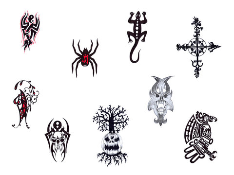 Set of various patterns for tattoos