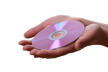 Compact disc in woman's hands