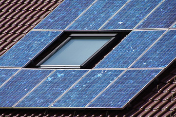 solar cells on a roof