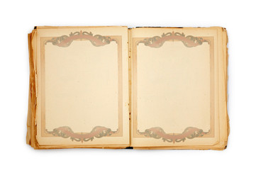 old book with frame. Includes clipping path