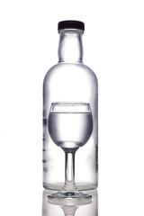 bottle and glass with vodka