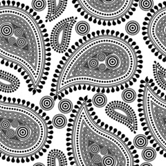 seamless repeating paisley pattern in black and white