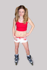 the blinking girl on roller skate