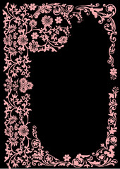 orange on black floral frame