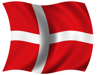Fototapeta premium The National Flag of The Kingdom of Denmark on white
