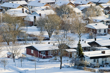 Suburd detached house at wintertime