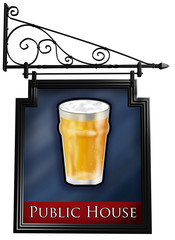 Isolated antique style pub sign