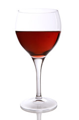 beautiful glass filled with red wine on white