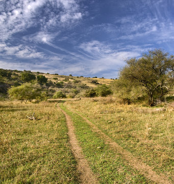 lonley path in a valley in vadi nachal amud, Galilee Isreal