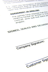 Detail view of the signature box of a contract.