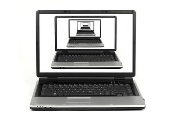 Fototapeta premium Isolated laptop with multiplied laptop on screen