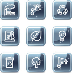 Ecology web icons, square blue mineral buttons series