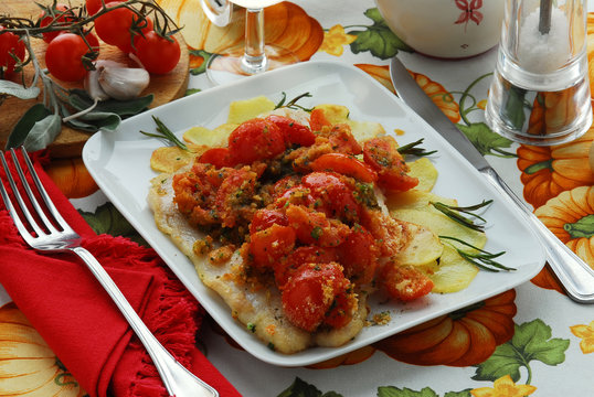 Filetto di mormore alle erbe e pomodori - Secondi Lombardia