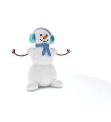 3d cute snowman on the white background
