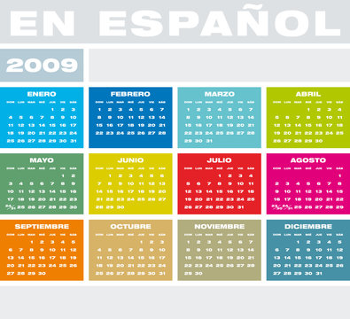 Colorful Calendar 2009 in Spanish.