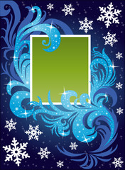 Grunge Christmas frame with snowflakes and element for design