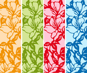 Vivid, colorful, repeating flower backgrounds