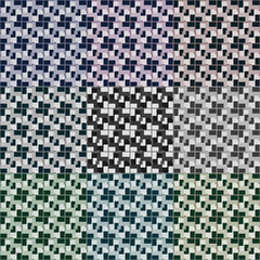 Seamless 3d squares vector patterns. Nine color variations.