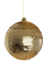 Golden ball of christmas on a over white background