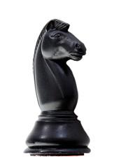 Piece of chess. The fallen knight on a white background