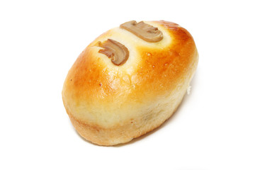 A mushroom bun isolated on white background.
