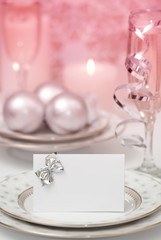 Table setting for Christmas with place card - red tone