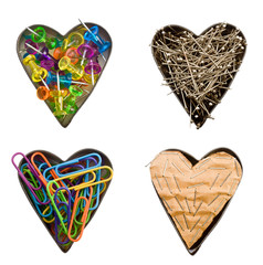 four heart shapes with office elements