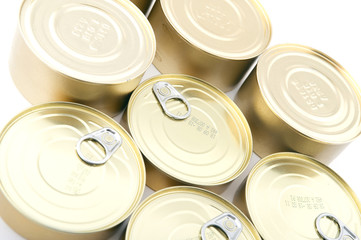 object on white - Tin with canned food