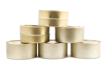 object on white - Tin with canned food