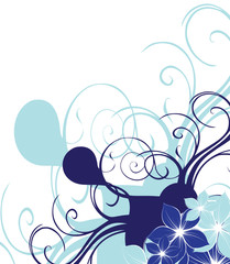 floral bleu et noir