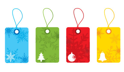 Bright christmas snowflake gift tags