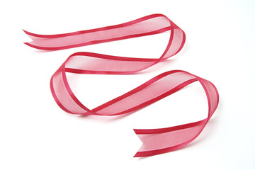 Fototapeta premium Red Ribbon on Isolated White Background