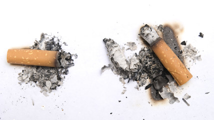 cigarette butts isolated on white