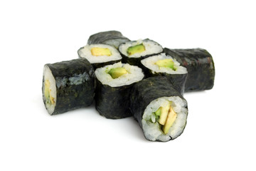 sushi rolls with avocado