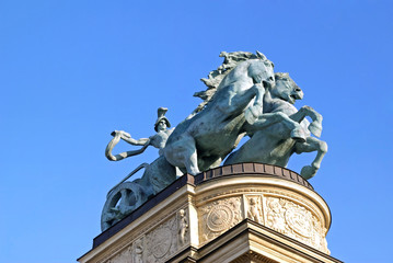Fototapeta premium Fragment of the horseman on a chariot. Budapest.