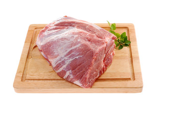 Fresh raw pork isolated on white background