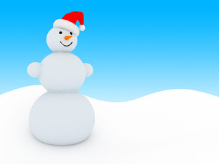 3d illustration of christmas background with snowman